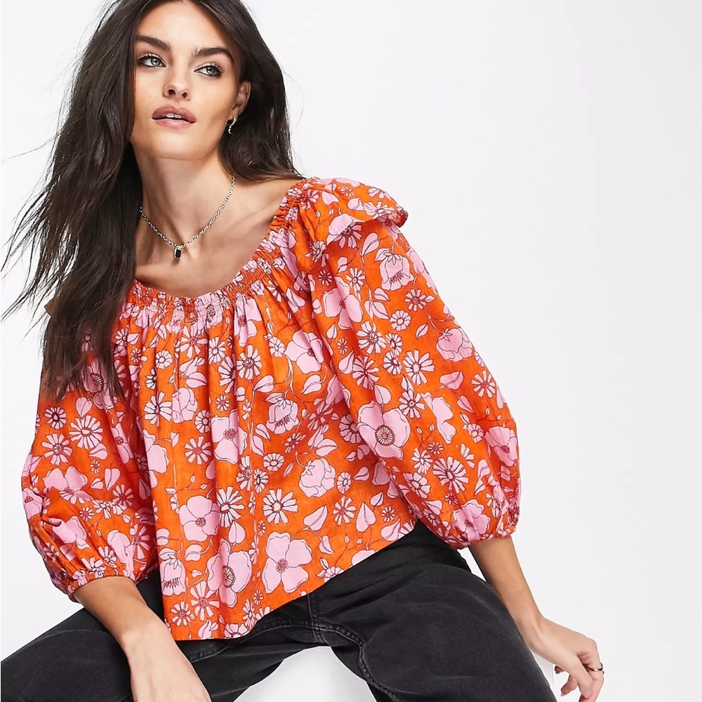 Free People Miss Daisy Printed Top sz S